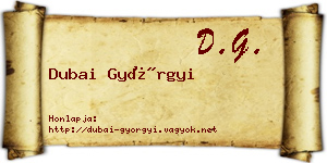 Dubai Györgyi névjegykártya